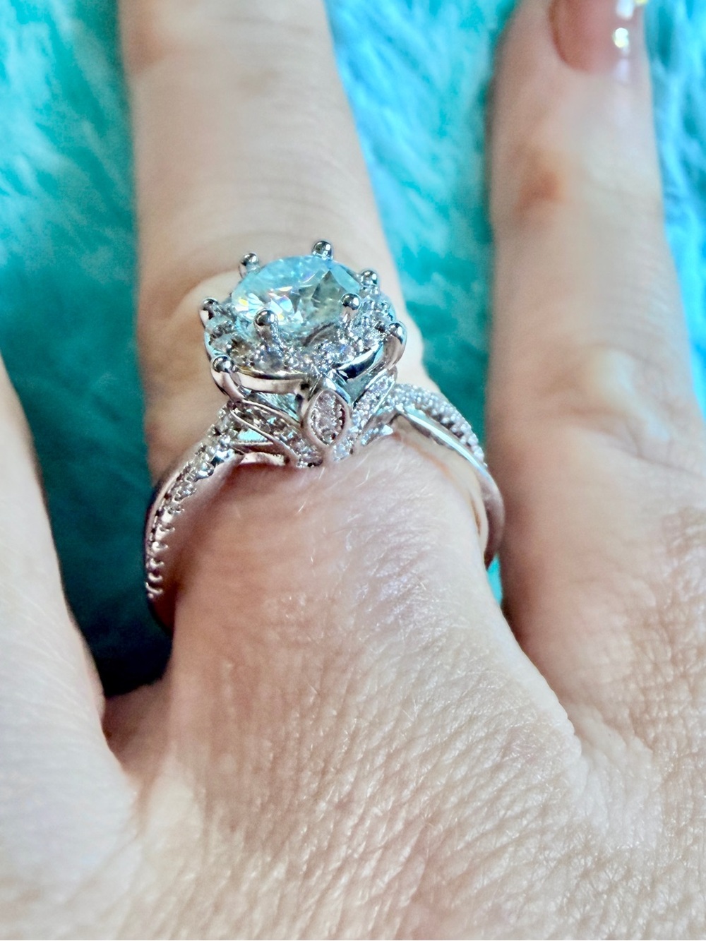 1.0ct Moissanite 925 Sterling Silver Ring size 9